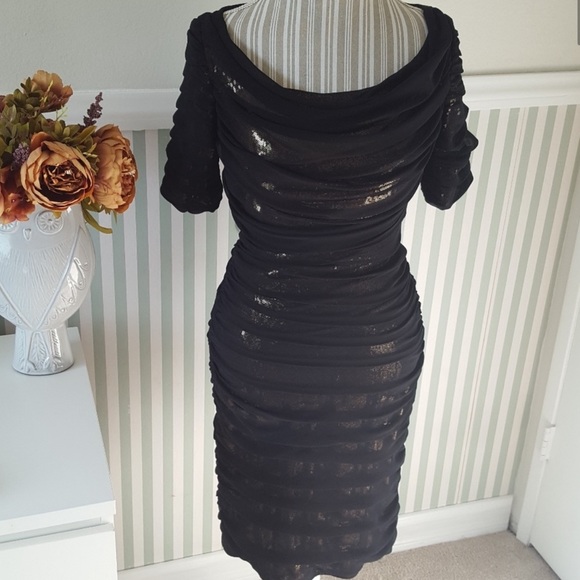 Tadashi Shoji Sequin & Silk Mesh Sheath Dress - Picture 3 of 8